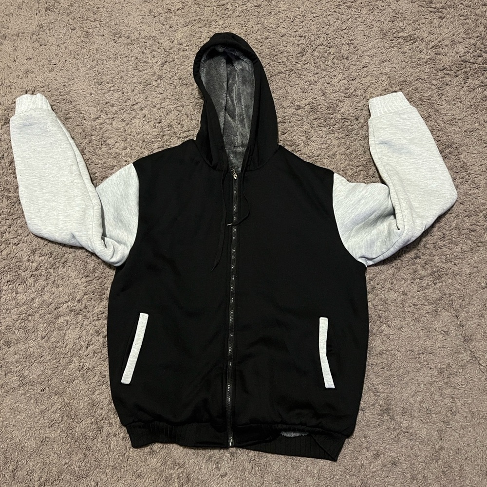 Black and Gray Men's Hooded Jacket